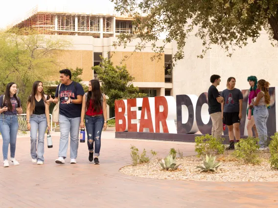 students walking on campus