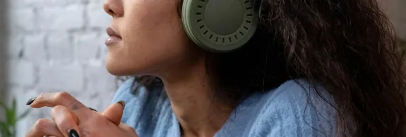 Person wearing headphones