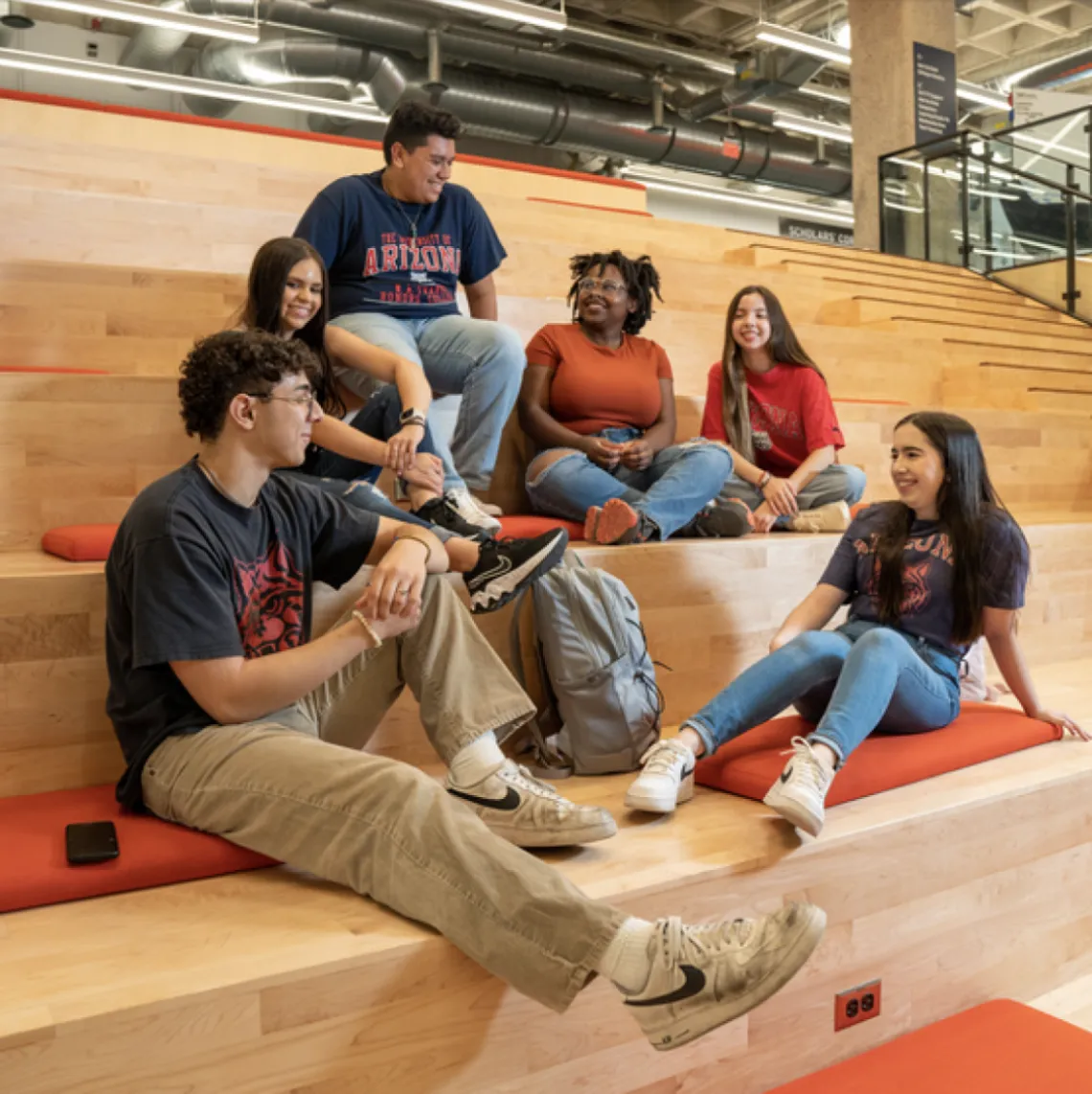 Students sitting on bleachers