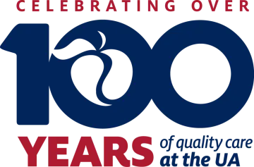 Image/graphic with text Celebrating Over 100 Years Quality Care at the UA