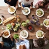 Group of people eating together